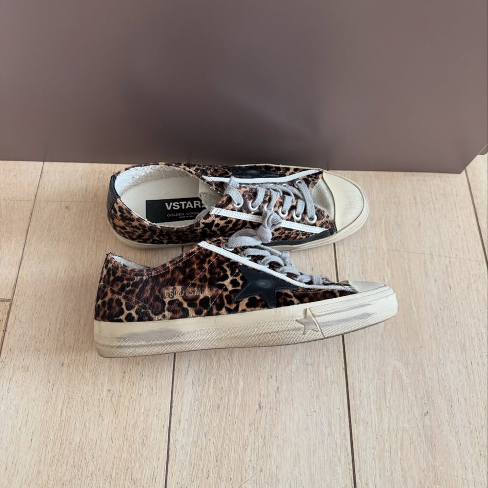 Golden Goose Leopard Print Sneakers with Black Star